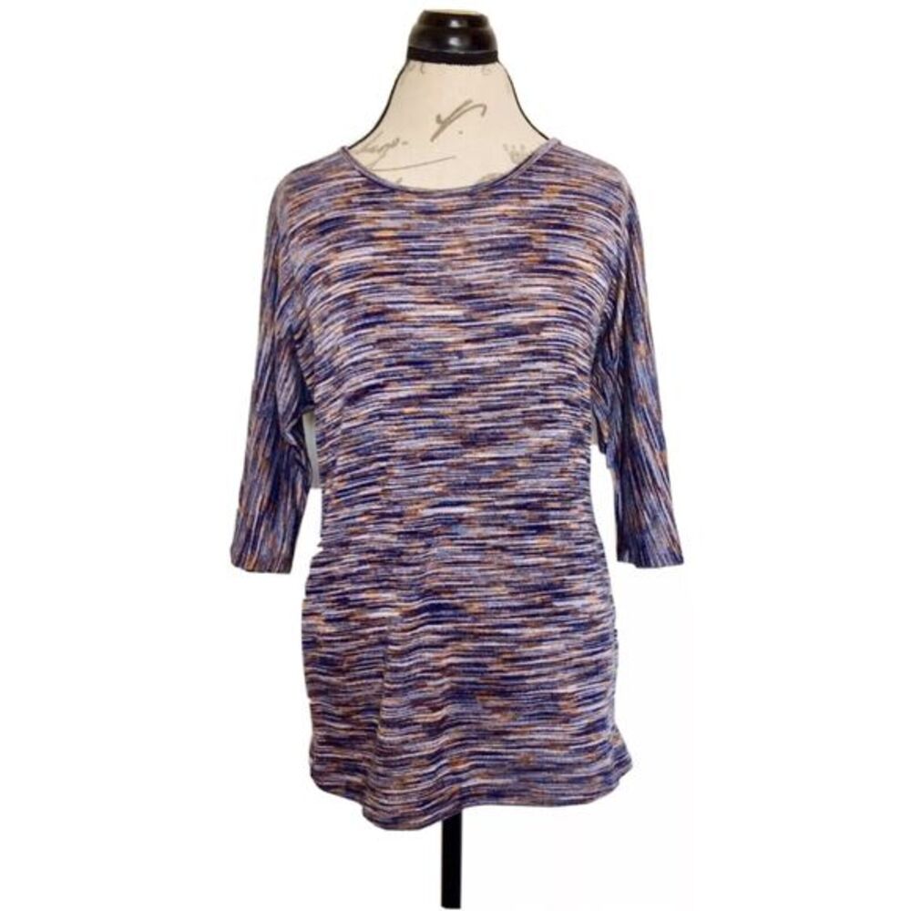 Dress Barn Womens Blouse Size Small Striped Sweater 3/4 Sleeve 3D Knit Boho